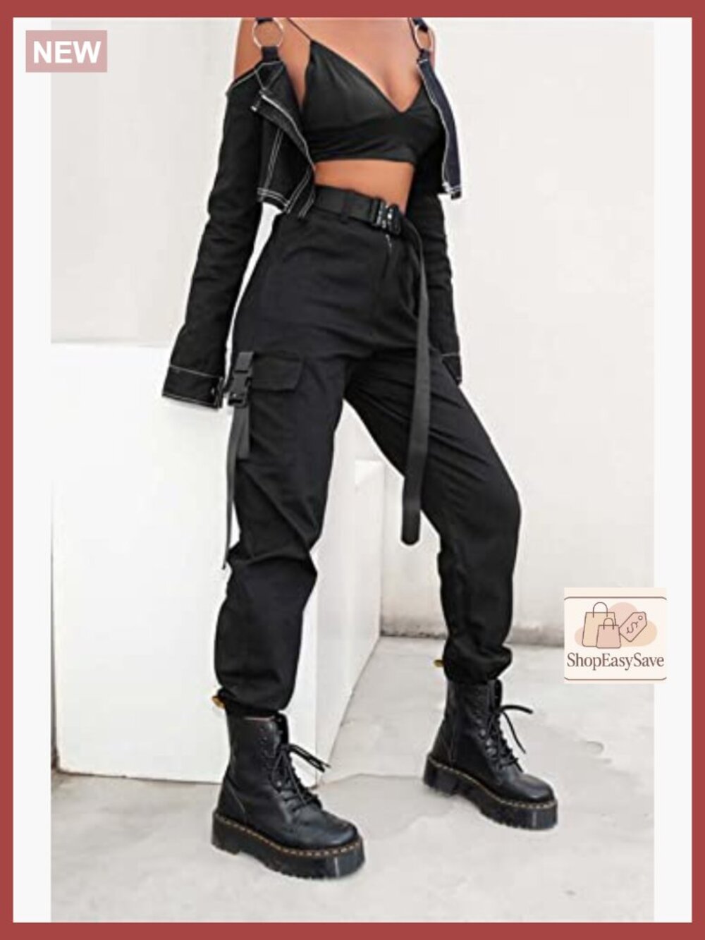 High Waisted Cargo Pants with Pockets Baggy Y2k Streetwear - Picture 2 of 7